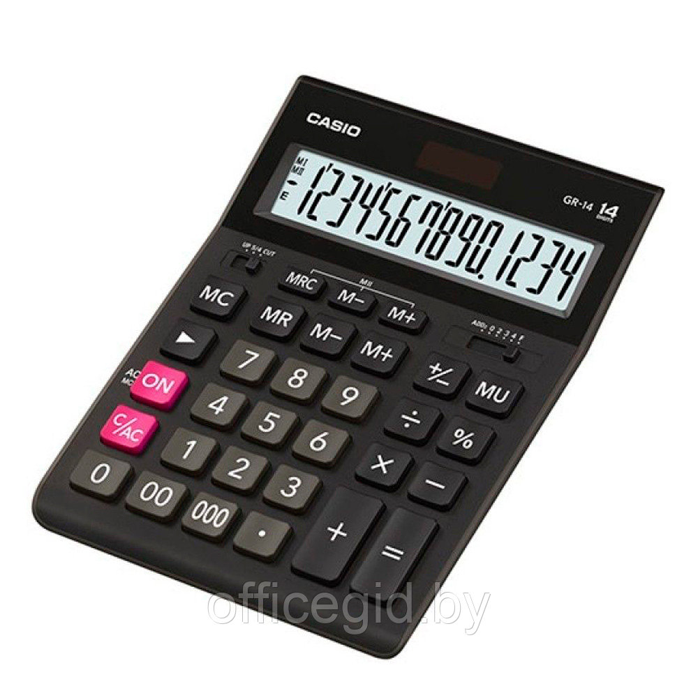 Калькулятор настольный Casio "GR-14", 14-разрядный, черный - фото 1 - id-p180057155