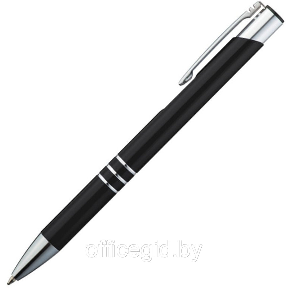Ручка шариковая автоматическая "Ascot", 0.7 мм, черный, серебристый, стерж. синий - фото 1 - id-p180056605