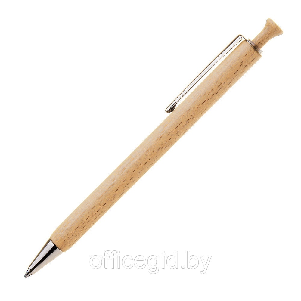 Ручка шариковая автоматическая "Forest", 1.0 мм, светло-коричневый,серебристый, стерж. черный - фото 1 - id-p180056602