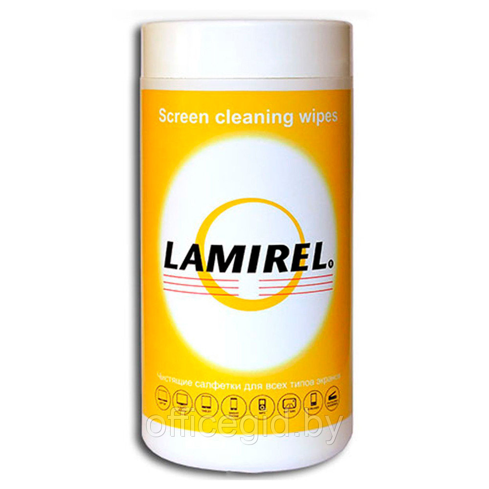 Чистящие салфетки для экранов всех типов "Lamire"l в тубе, 100 шт