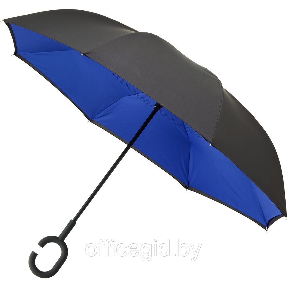 Зонт-трость "RU-6", 107 см, черный, синий - фото 1 - id-p187027124