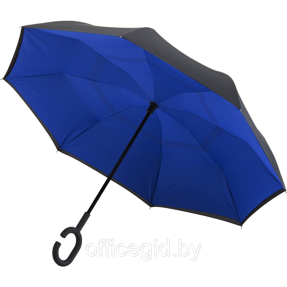 Зонт-трость "RU-6", 107 см, черный, синий - фото 2 - id-p187027124