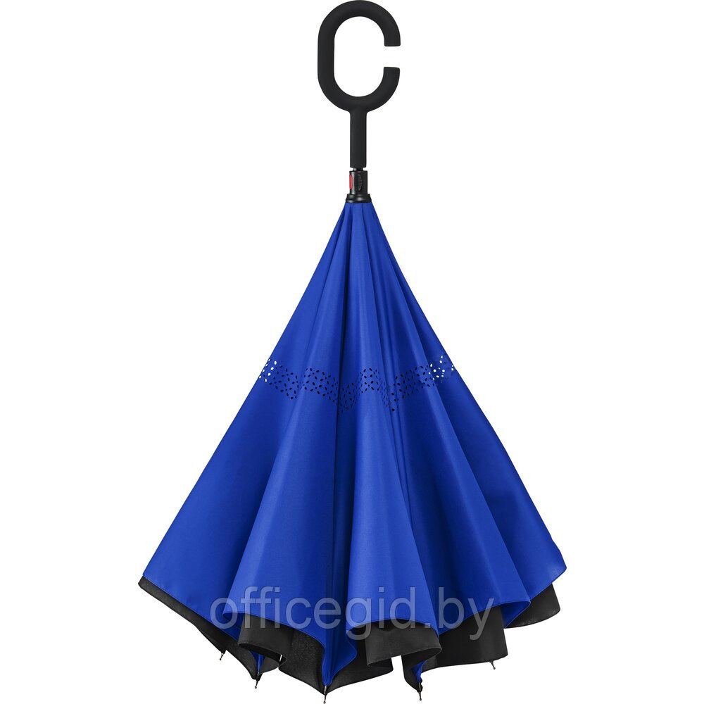 Зонт-трость "RU-6", 107 см, черный, синий - фото 4 - id-p187027124
