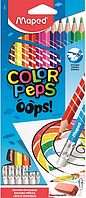 Цветные карандаши Maped Color Peps Oops, 12 цветов, трехгранные, пластиковые, с ластиком, арт.832812