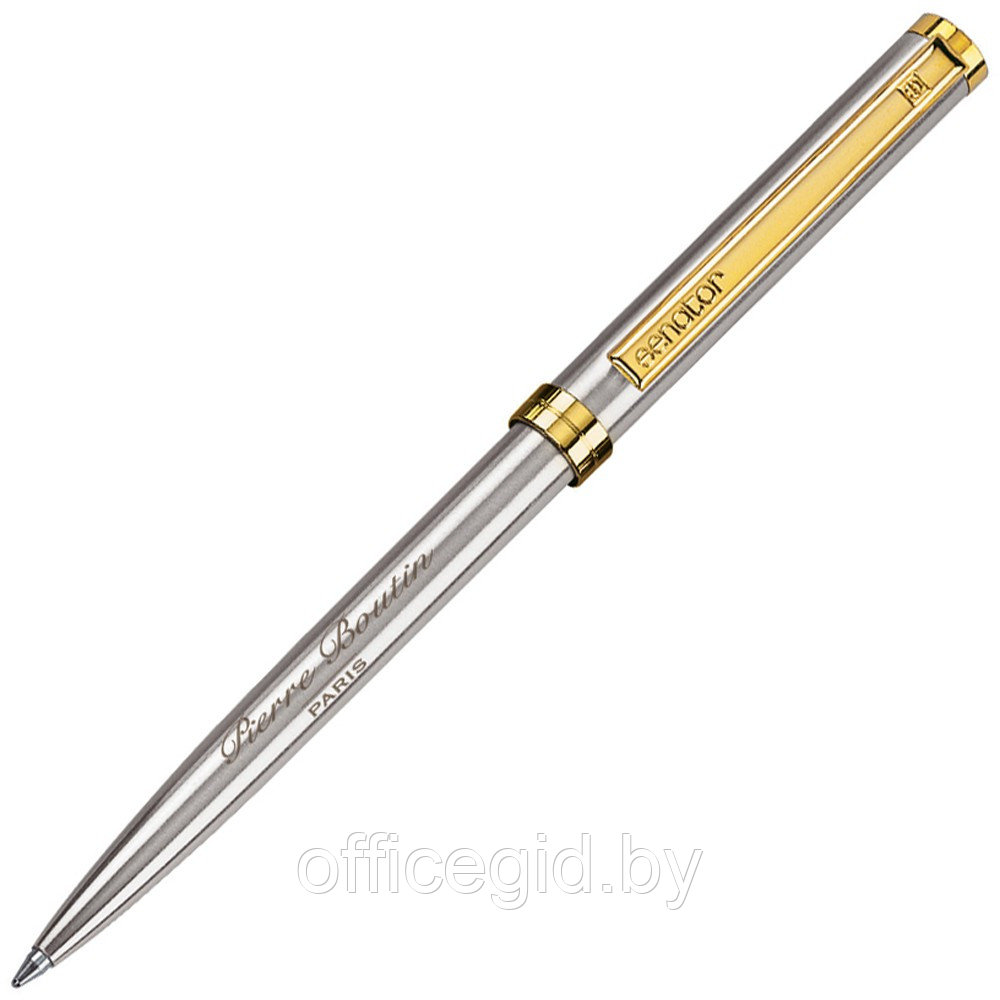 Ручка шариковая автоматическая "Senator Delgado", 1.0 мм, серебристый, золотистый, стерж. синий