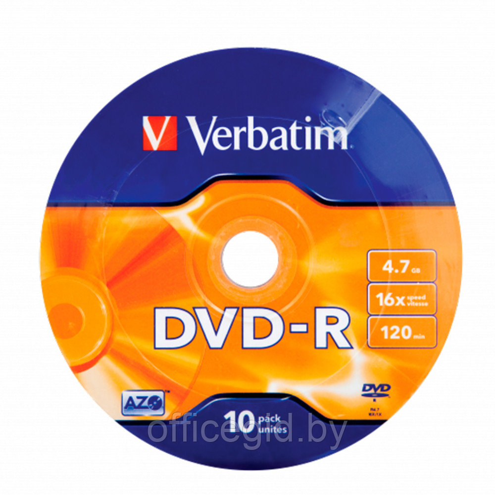 Диск Verbatim, DVD+R, 4.7 гб, пэт-упаковка, 10 шт - фото 1 - id-p180587953