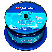 Диск Verbatim на шпинделе, CD-R, 0.7 гб, круглый бокс, 50 шт