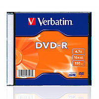 Диск Verbatim "Slim Single", DVD-R, 4.7 гб, тонкий футляр (slim case), 1 шт