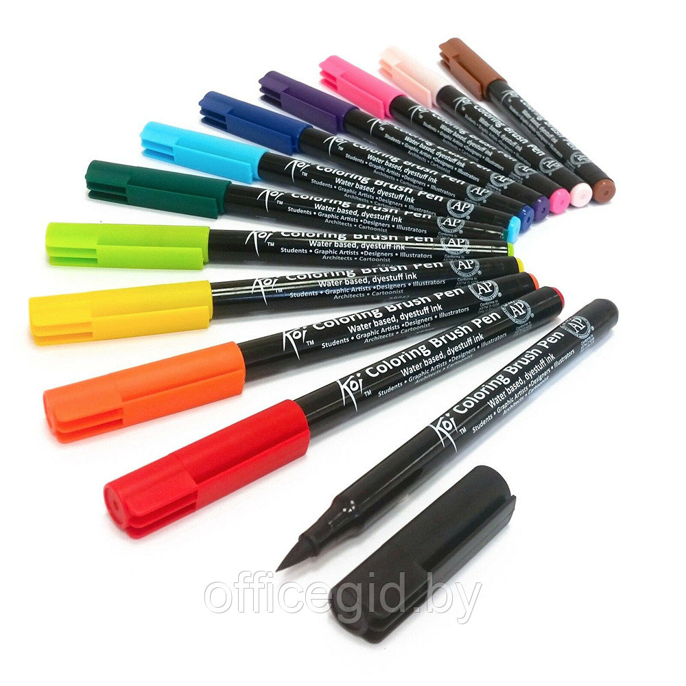 Набор маркеров акварельных "Koi Color Brush", 12 цветов - фото 2 - id-p187161720