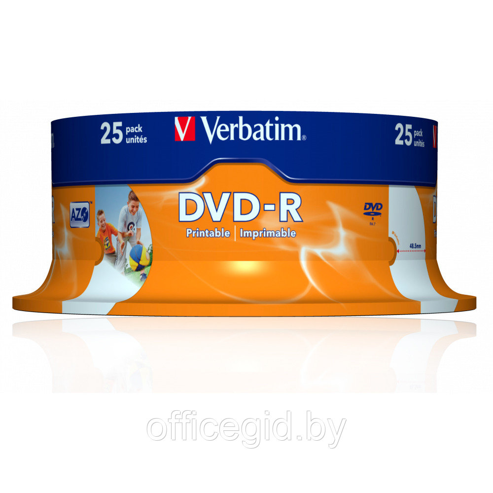 Диск "Wide Inkjet Printable", DVD-R, 4.7 гб, круглый бокс, 25 шт - фото 2 - id-p180057504