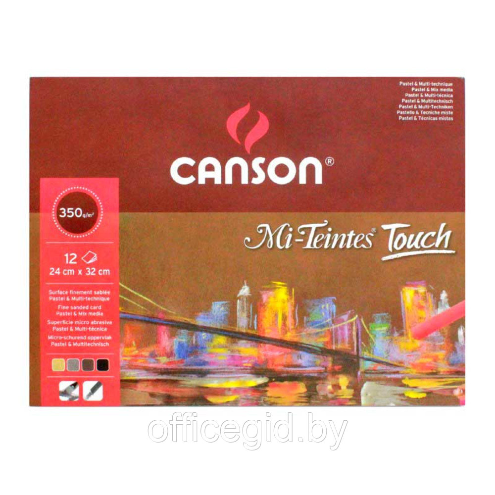 Блок-склейка бумаги для пастели "Mi-Teintes Touch", 24x32 см, 350г/м2, 12 листов, 4 цвета