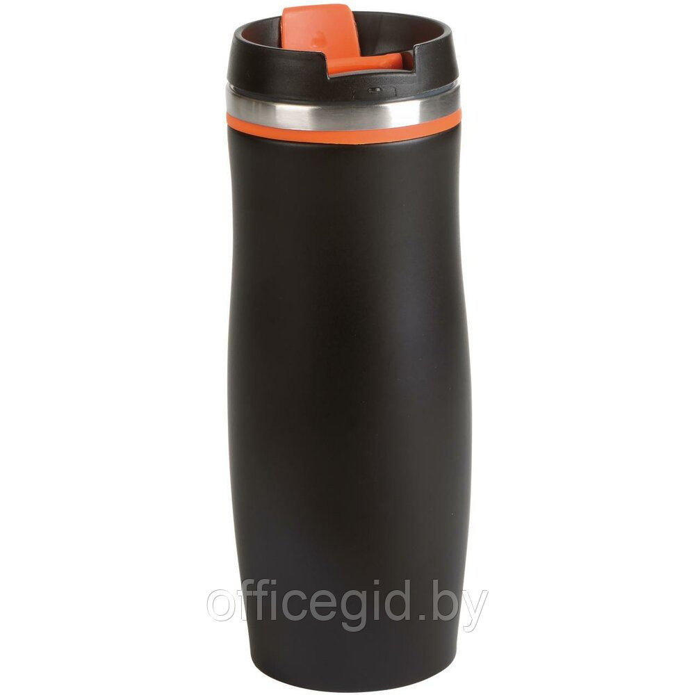 Кружка термическая "Dark Crema", металл, пластик, 400 мл, черный, оранжевый - фото 1 - id-p187027282