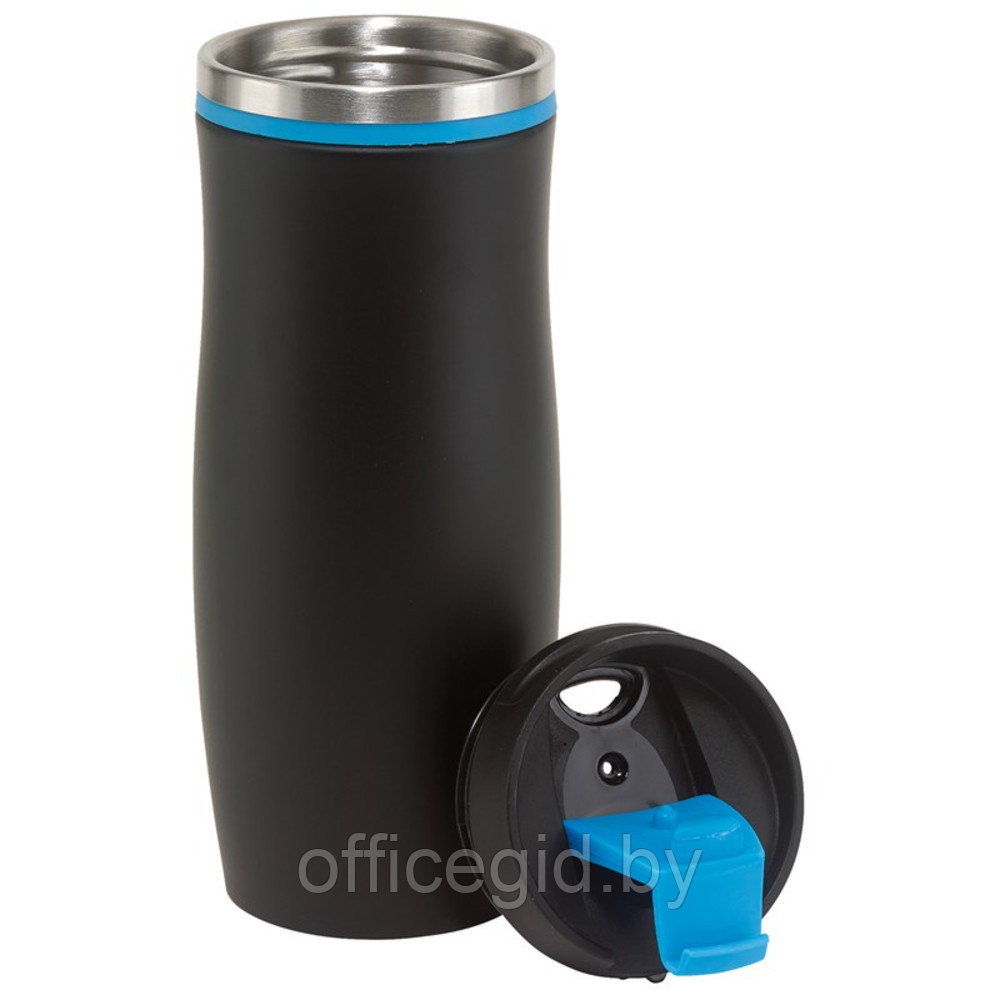 Кружка термическая "Dark Crema", металл, пластик, 400 мл, черный, голубой - фото 2 - id-p187027300