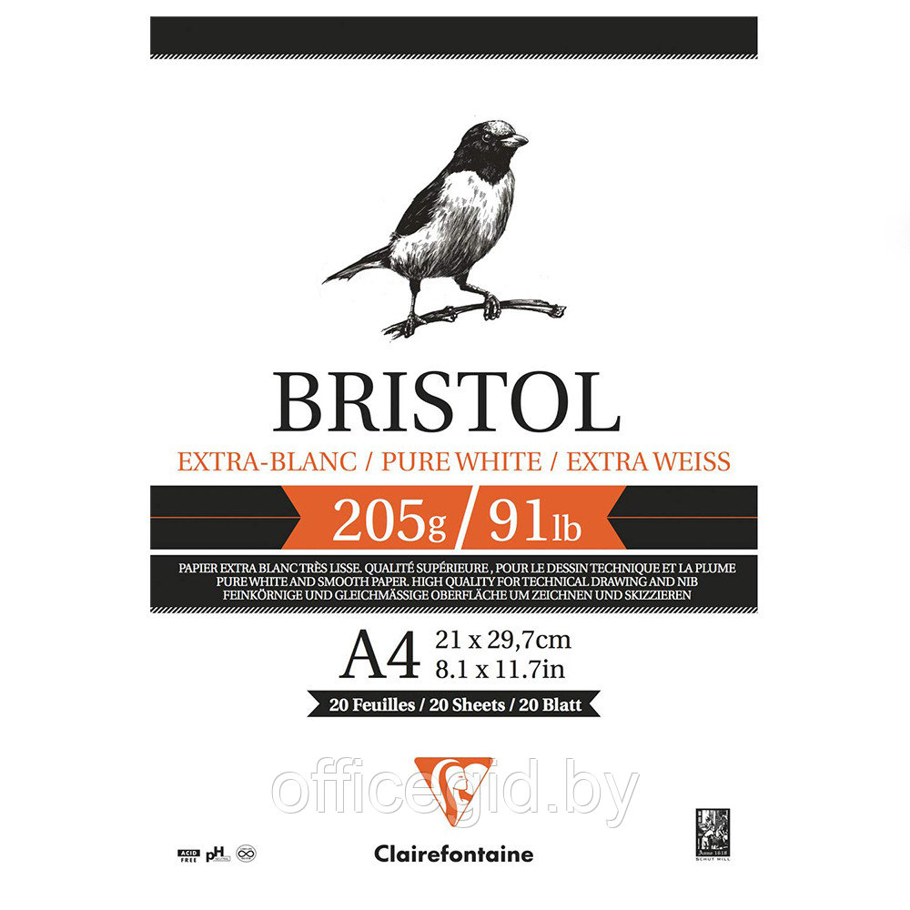 Блок-склейка "Bristol", А4, 205 г/м2, 20 листов