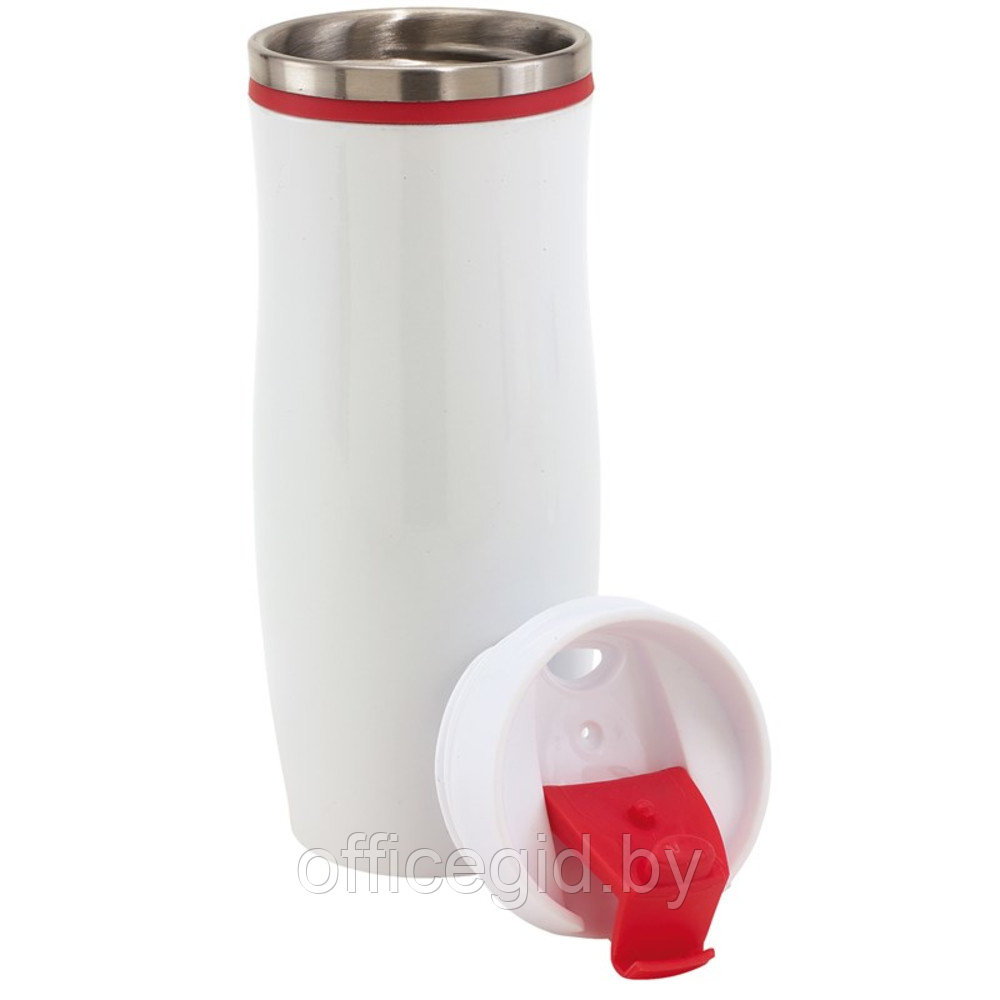 Кружка термическая "Crema", металл, пластик, 400 мл, белый, красный - фото 2 - id-p187027686