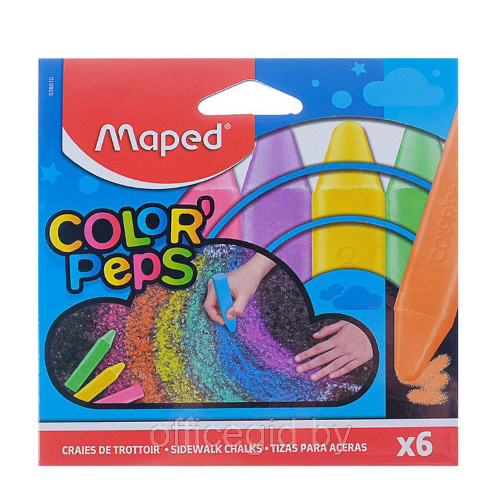 Мелки для асфальта "Color Peps", 6 цветов, ассорти