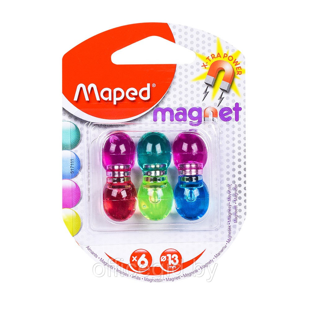 Магниты "Magnet", 13 мм, 6 шт, ассорти