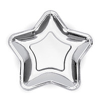 Тарелка бумажная "Star", 18 см, 6 шт, серебристый