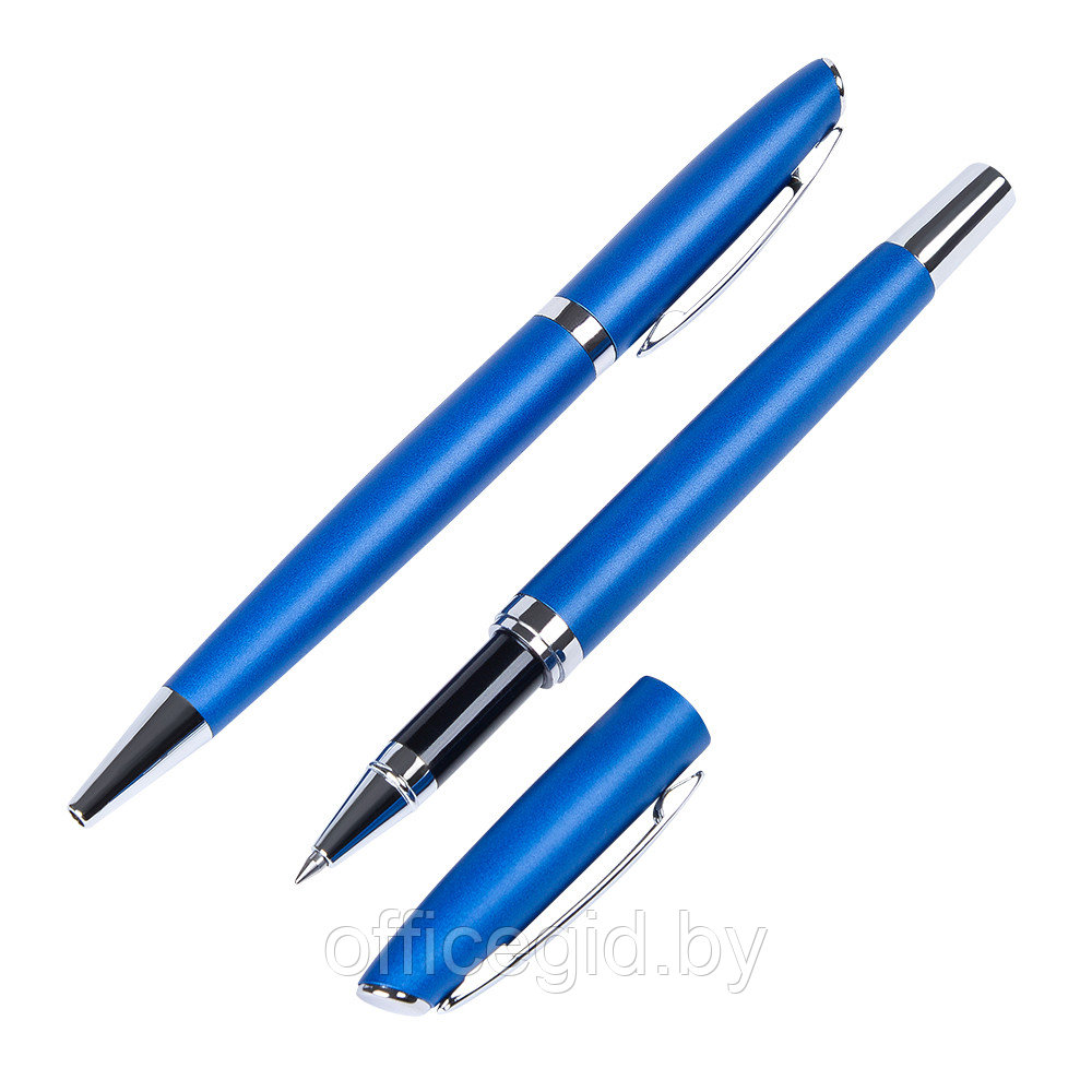 Набор ручек"Alphabet": ручка шариковая автоматическая и роллер, синий - фото 2 - id-p180056680