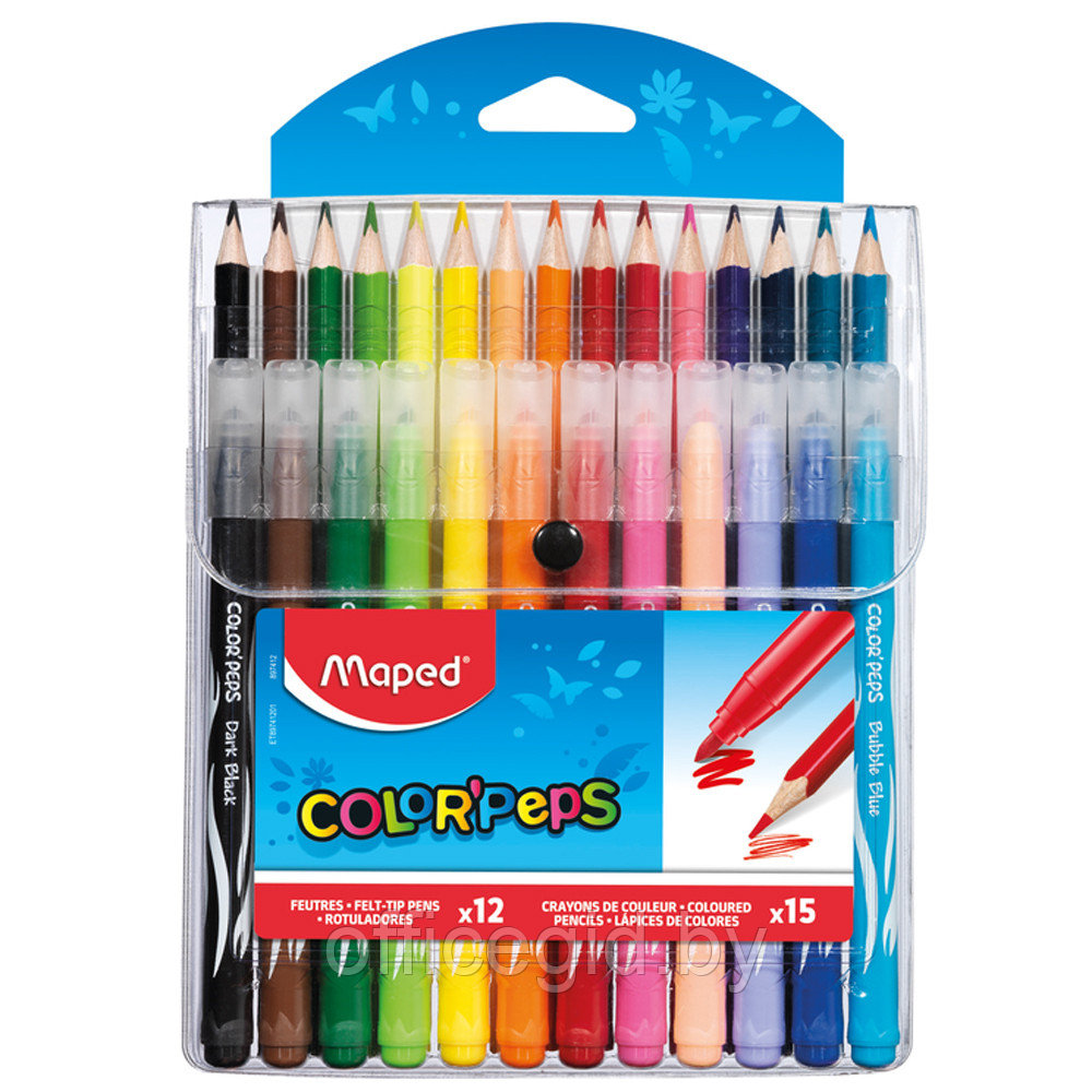 Цветные карандаши + фломастеры "Jungle", 15 цветов - фото 1 - id-p180057623