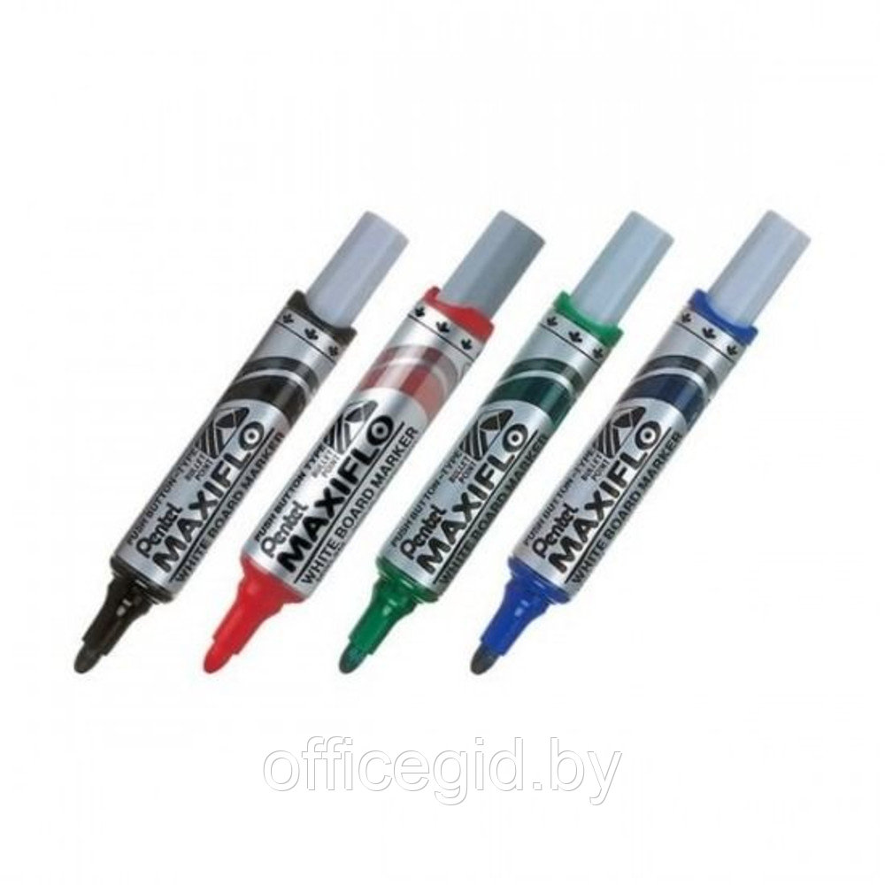 Набор маркеров для доски "MAXIFLO" со щеткой, 4 шт, ассорти - фото 2 - id-p180056661