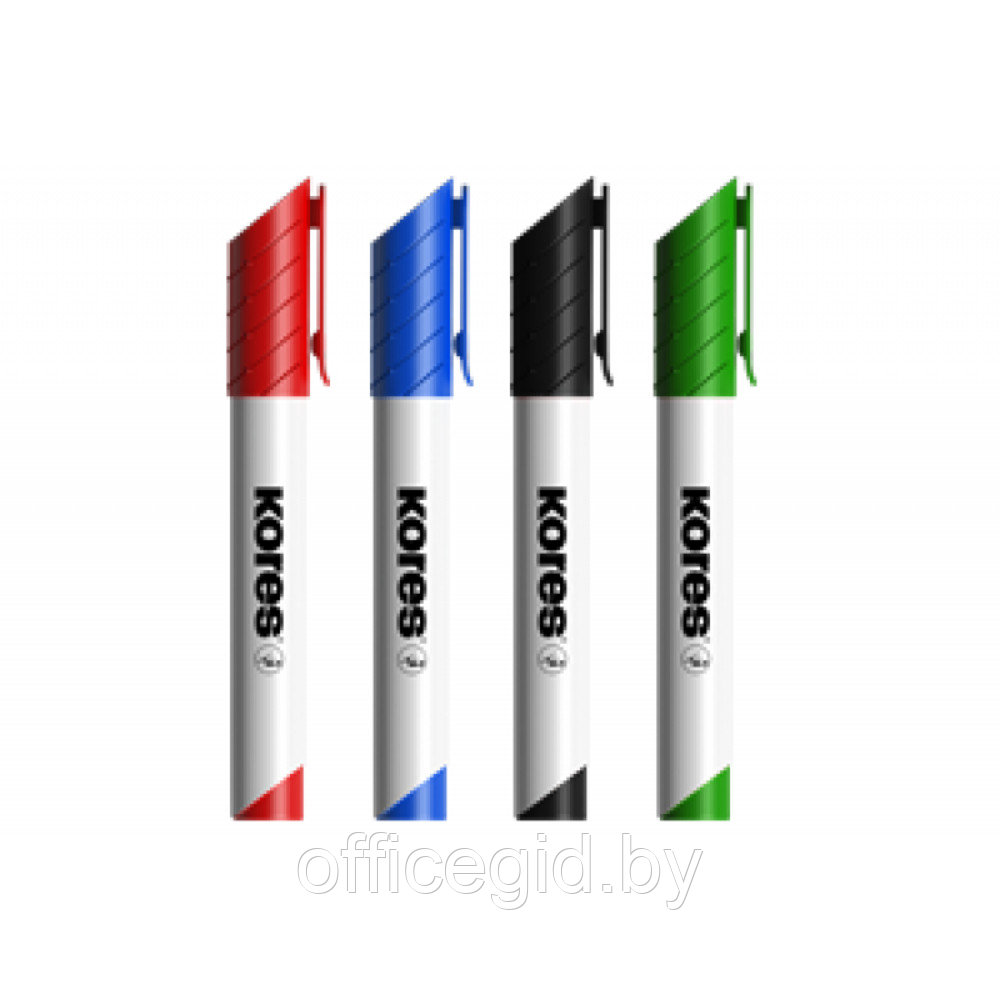 Набор маркеров для доски "Kores", 4 шт, с щеткой, ассорти - фото 2 - id-p180056653