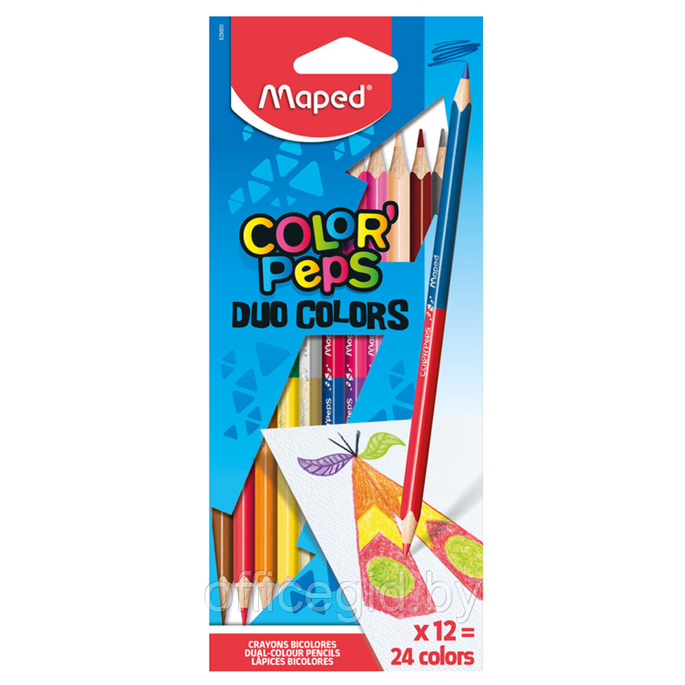 Цветные карандаши "Duo", 12 цветов