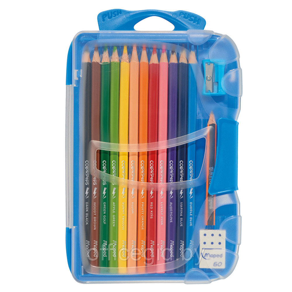 Цветные карандаши "Color Peps" + точилка + ластик + простой карандаш, 12 цветов - фото 2 - id-p180057613