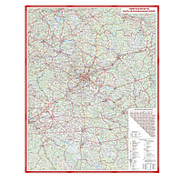 Карта настенная "Автодороги" Минская область, 120x155 см