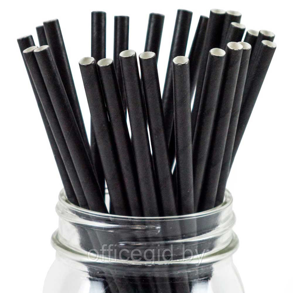 Трубочки для напитков бумажные 240x8 мм, 150 шт/упак, черный - фото 2 - id-p187027642