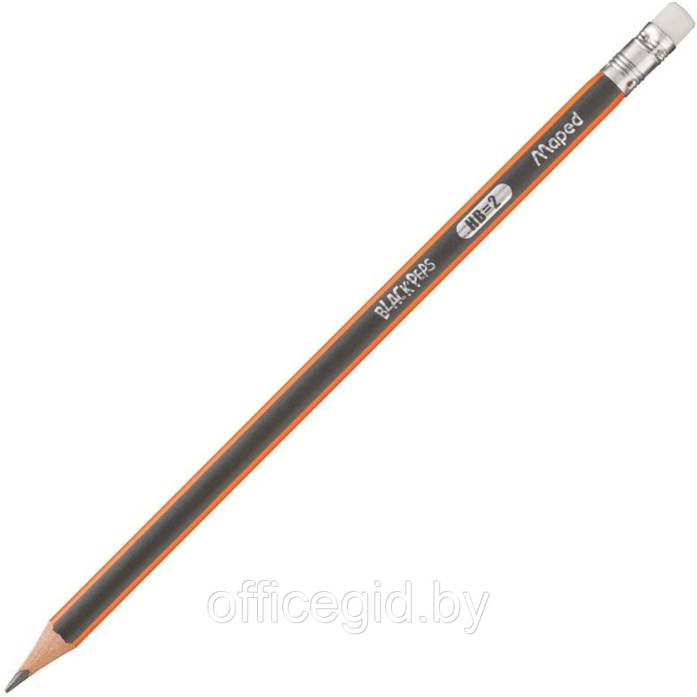 Набор карандашей простых "Black Pep's", HB, с ластиком, черный (965126) - фото 2 - id-p180056639