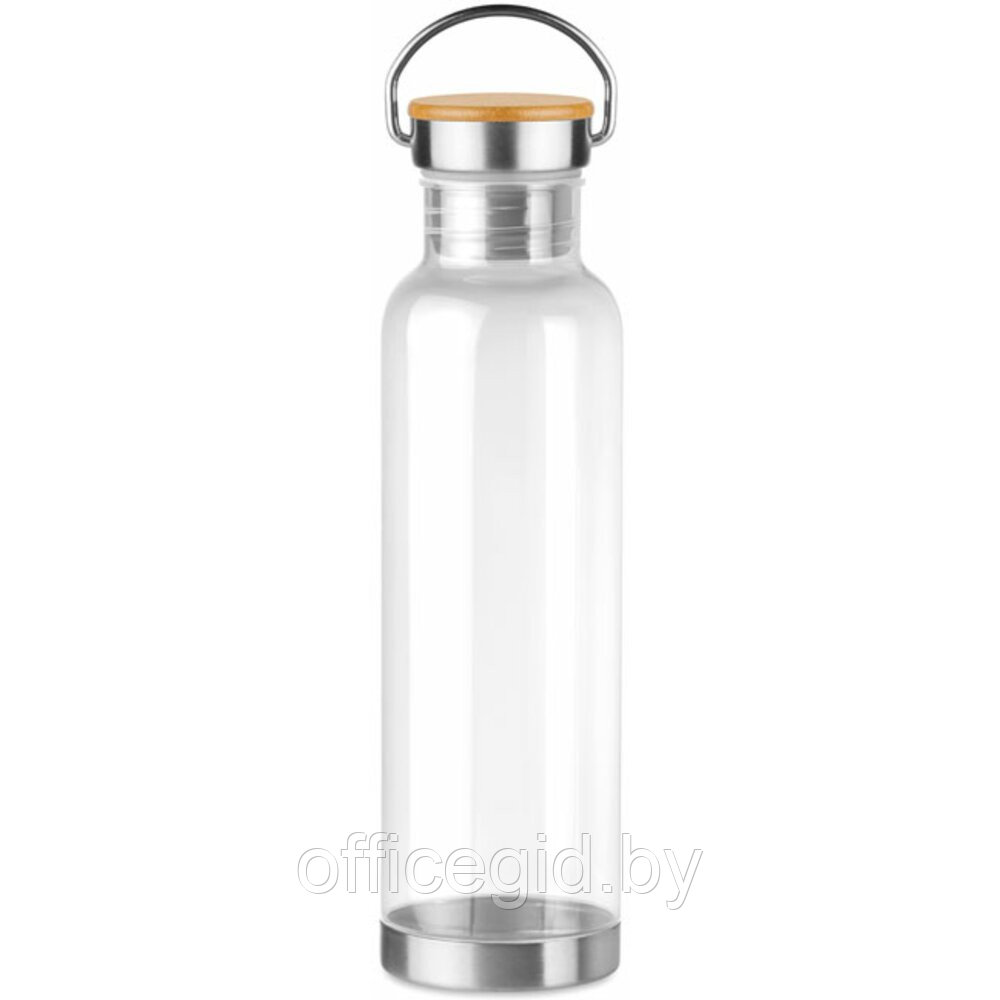 Бутылка для воды "Helsinki Basic", пластик, металл, бамбук, 800 мл, прозрачный