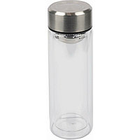 Бутылка для воды "Chai", стекло, металл, силикон, 280 мл, прозрачный, серебристый