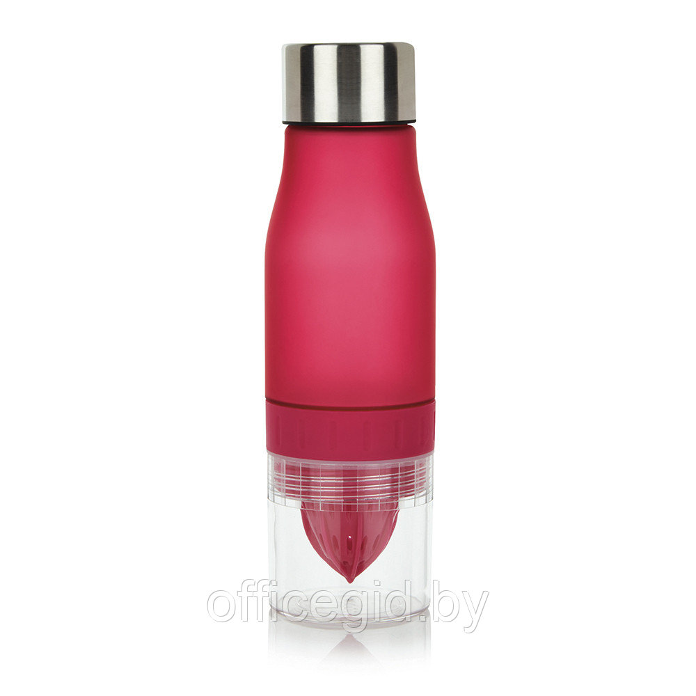 Бутылка для воды "Lemon", пластик, полипропилен, металл, 650 мл, прозрачный, красный - фото 1 - id-p187028077