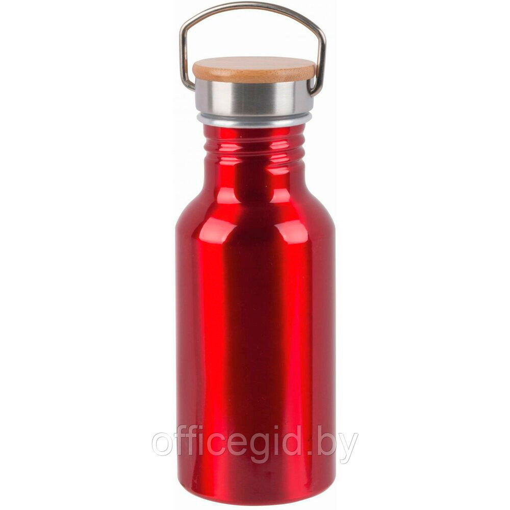 Бутылка для воды "Eco Transit", металл, бамбук, 550 мл, красный - фото 1 - id-p187028089