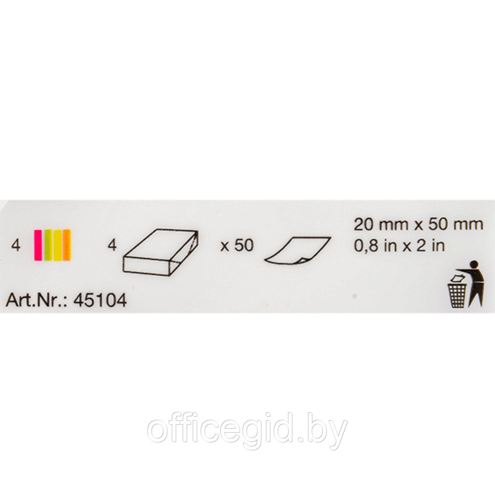 Закладки бумажные клейкие "Kores Notes", 20x50 мм, 200 шт, ассорти - фото 3 - id-p180055949