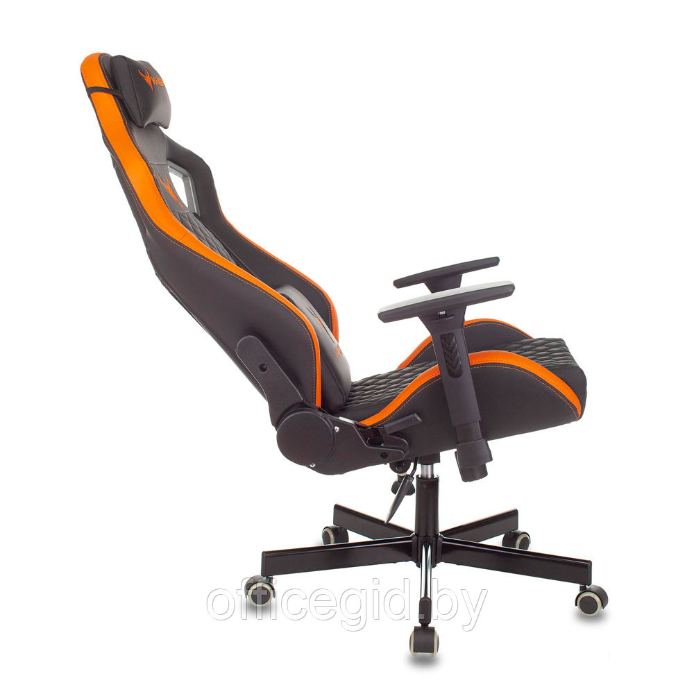 Кресло игровое Бюрократ "Knight Outrider", экокожа, металл, черный, оранжевый, ромбик - фото 8 - id-p180055337