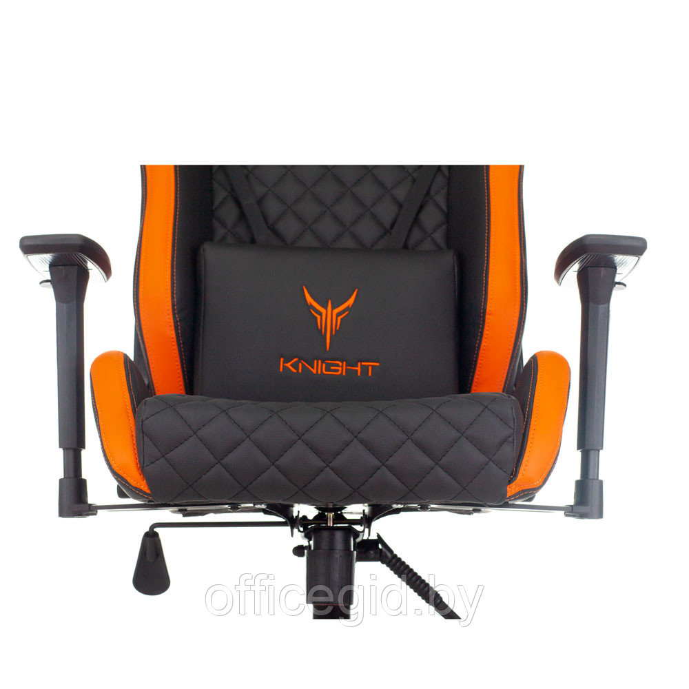 Кресло игровое Бюрократ "Knight Outrider", экокожа, металл, черный, оранжевый, ромбик - фото 9 - id-p180055337