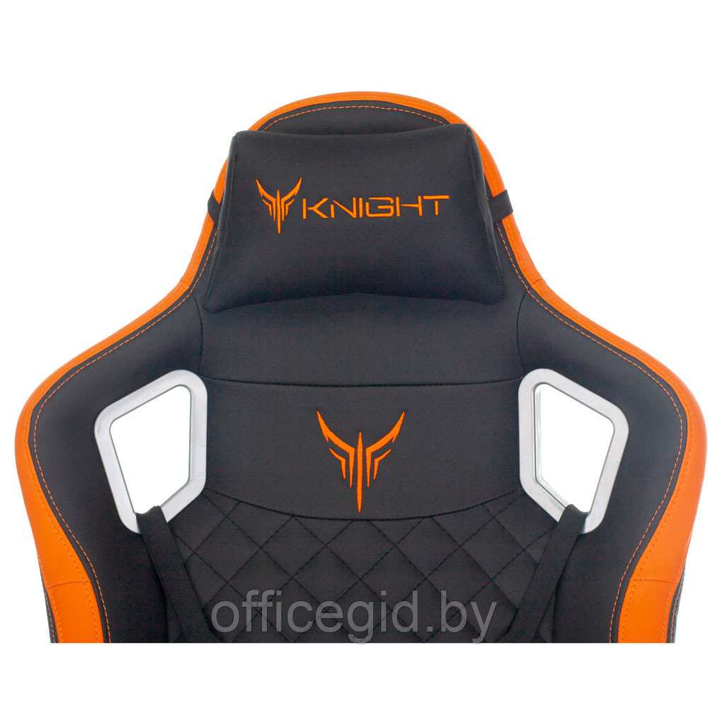 Кресло игровое Бюрократ "Knight Outrider", экокожа, металл, черный, оранжевый, ромбик - фото 10 - id-p180055337