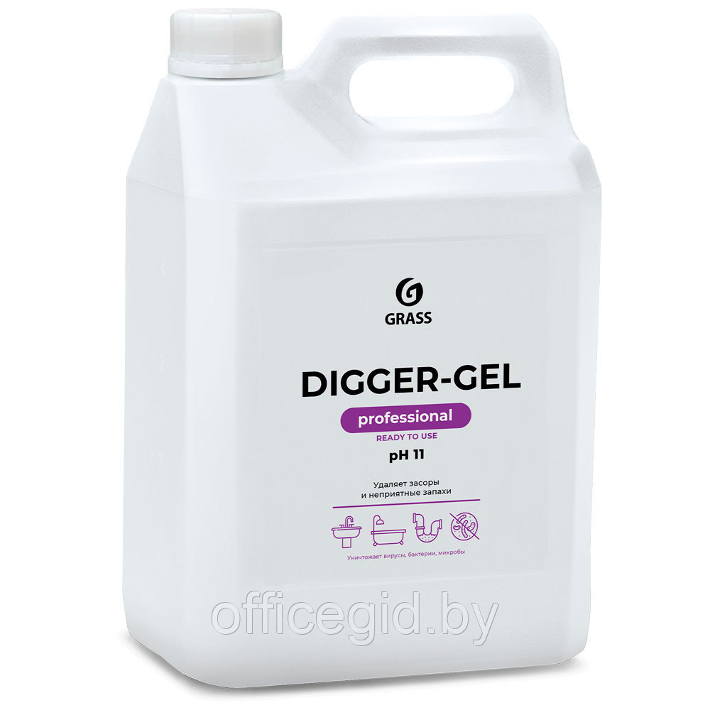 Средство для удаления засоров в трубах "Digger-Gel Professional", 5 л - фото 1 - id-p180585996