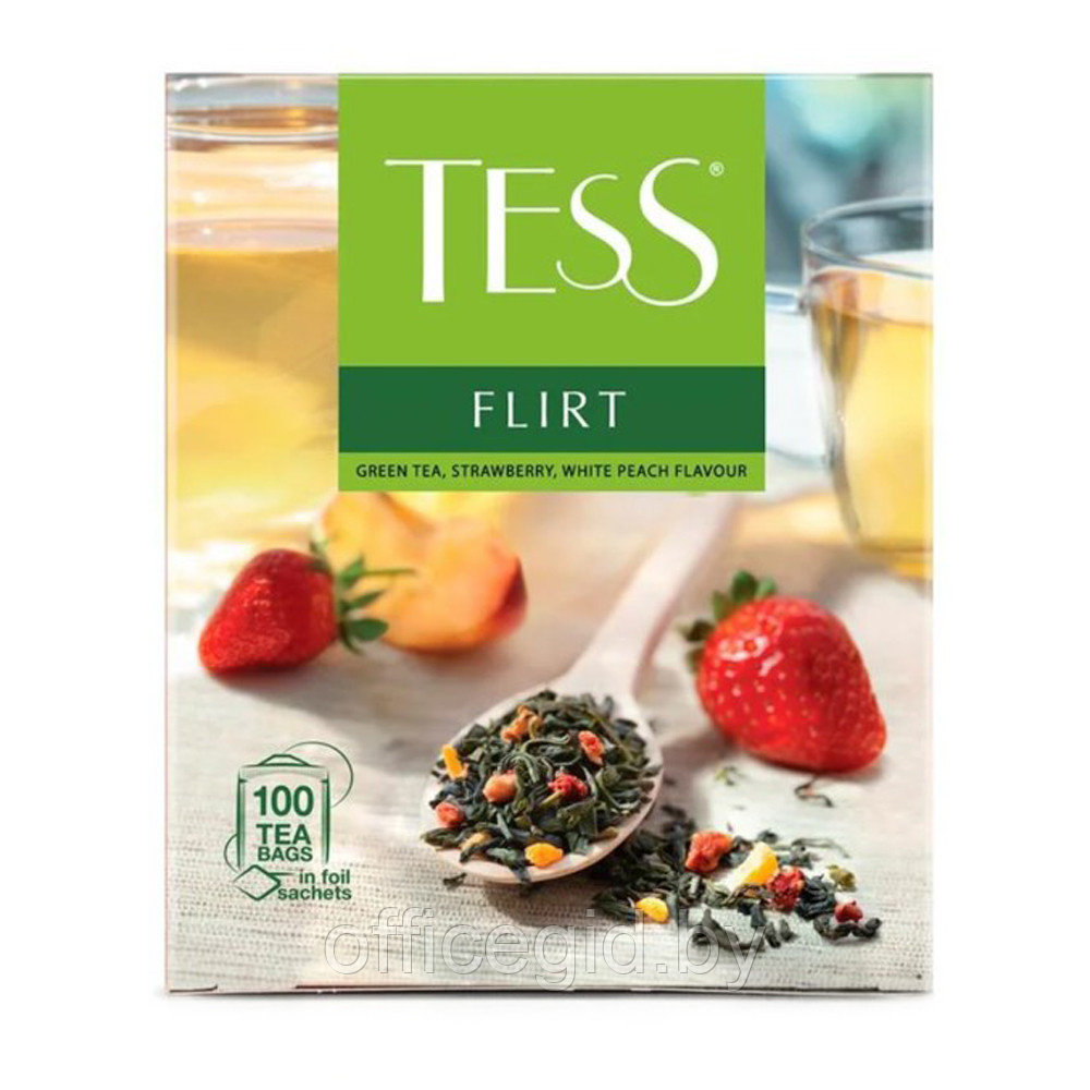 Чай "Tess" Flirt, 100 пакетиков x1.5 г, зеленый - фото 1 - id-p180055701