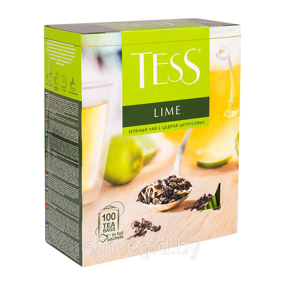 Чай "Tess" Lime, 100 пакетиков x1.5 г, зеленый - фото 1 - id-p180055698