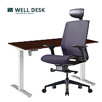 Комплект мебели "Welldesk": cтол одномоторный, серый, столешница дуб стирлинг + кресло "BESTUHL J15"
