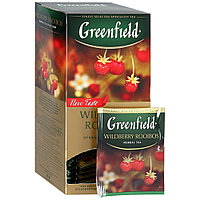 Чай "Greenfield" Wildberry Rooibos, 25 пакетиков x1.5 г, черный, с кусочками земляники и клюквы