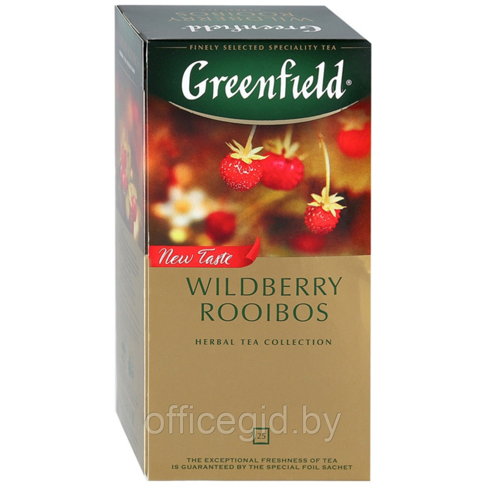 Чай "Greenfield" Wildberry Rooibos, 25 пакетиков x1.5 г, черный, с кусочками земляники и клюквы - фото 2 - id-p180055690