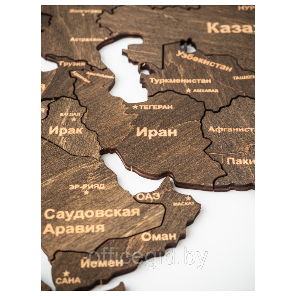Пазл деревянный "Карта мира" одноуровневый на стену, XL 3149, венге, 72х130 см - фото 3 - id-p180055592