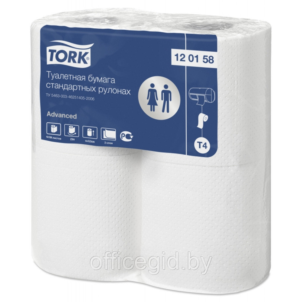 Бумага туалетная "Tork Advanced", 2 слоя, 4 рулона
