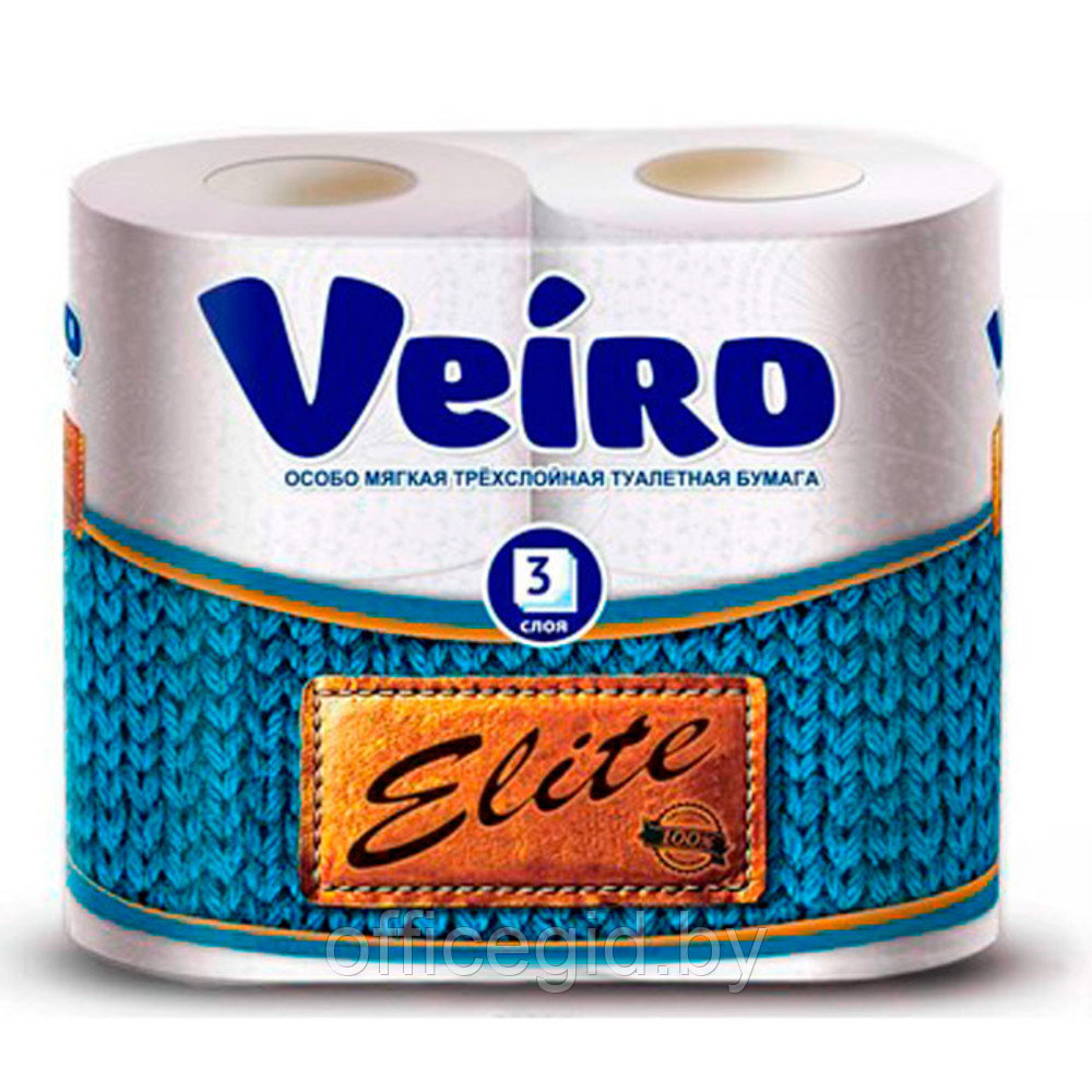 Бумага туалетная "Veiro Elite", 3 слоя, 4 рулона - фото 1 - id-p180585988
