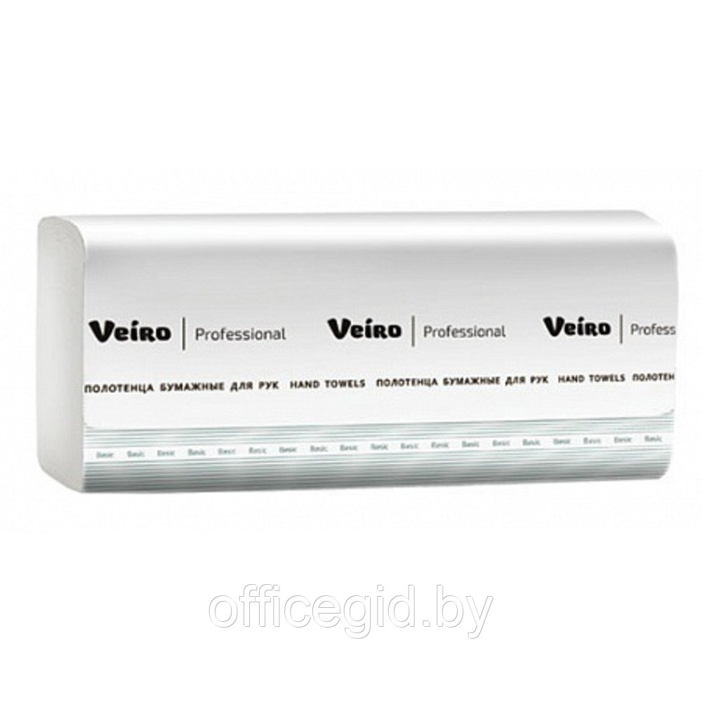 Полотенца бумажные "Veiro Professional Basic", V-сложение, 1 слой, 250 листов - фото 1 - id-p180054701