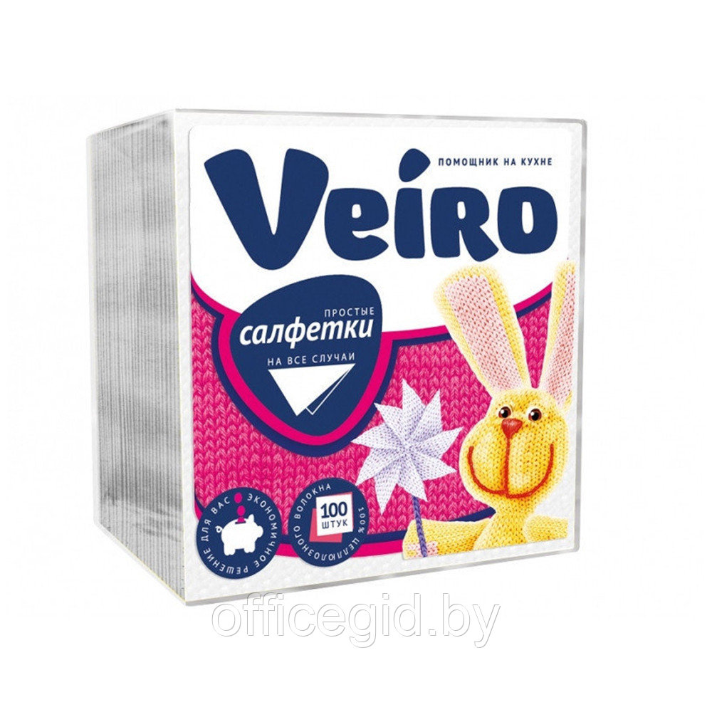 Салфетки бумажные "Veiro", 100 шт, 24x24см, белые - фото 1 - id-p180585984